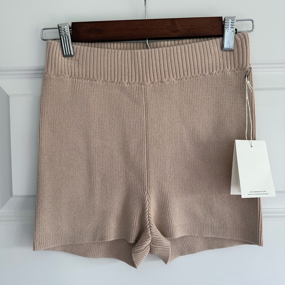 Mother High Waisted Blissful Bootie Shorts In Beige